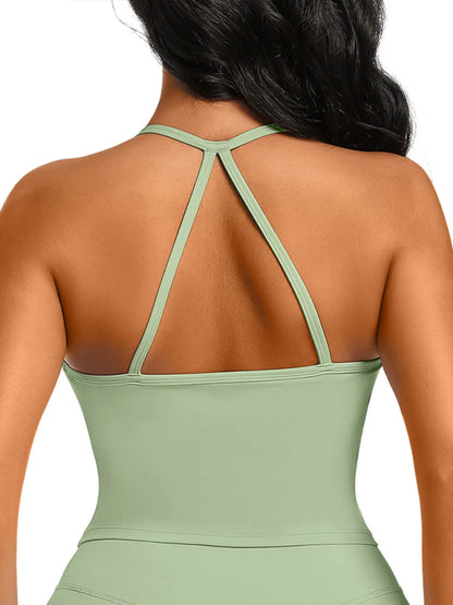 Women'S Solid Color Sporty Athleisure Tank Top and Mid-Waist Pants Set, Comfortable for Yoga, Casual Slim-Fit Summer Clothing Set