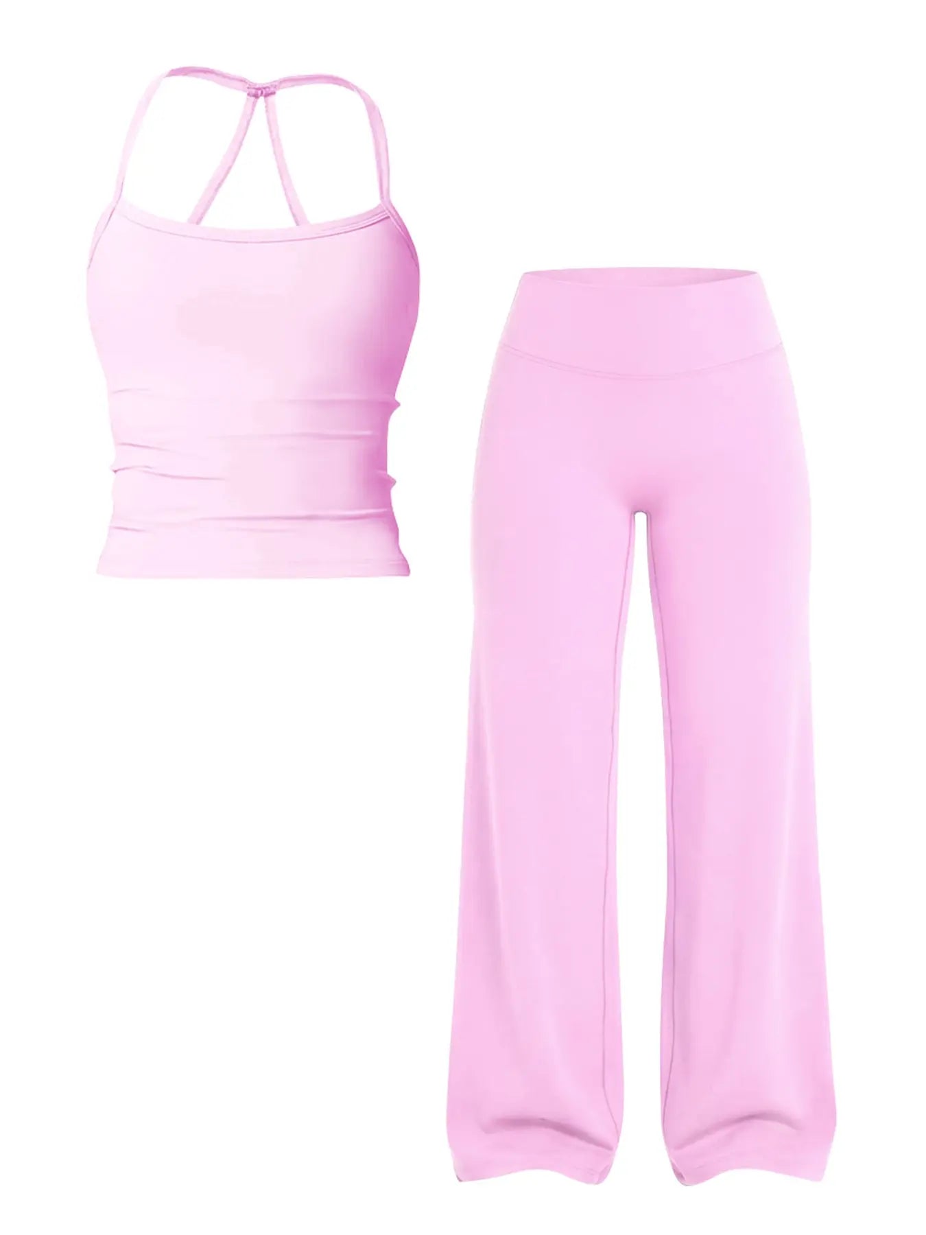 Women'S Solid Color Sporty Athleisure Tank Top and Mid-Waist Pants Set, Comfortable for Yoga, Casual Slim-Fit Summer Clothing Set