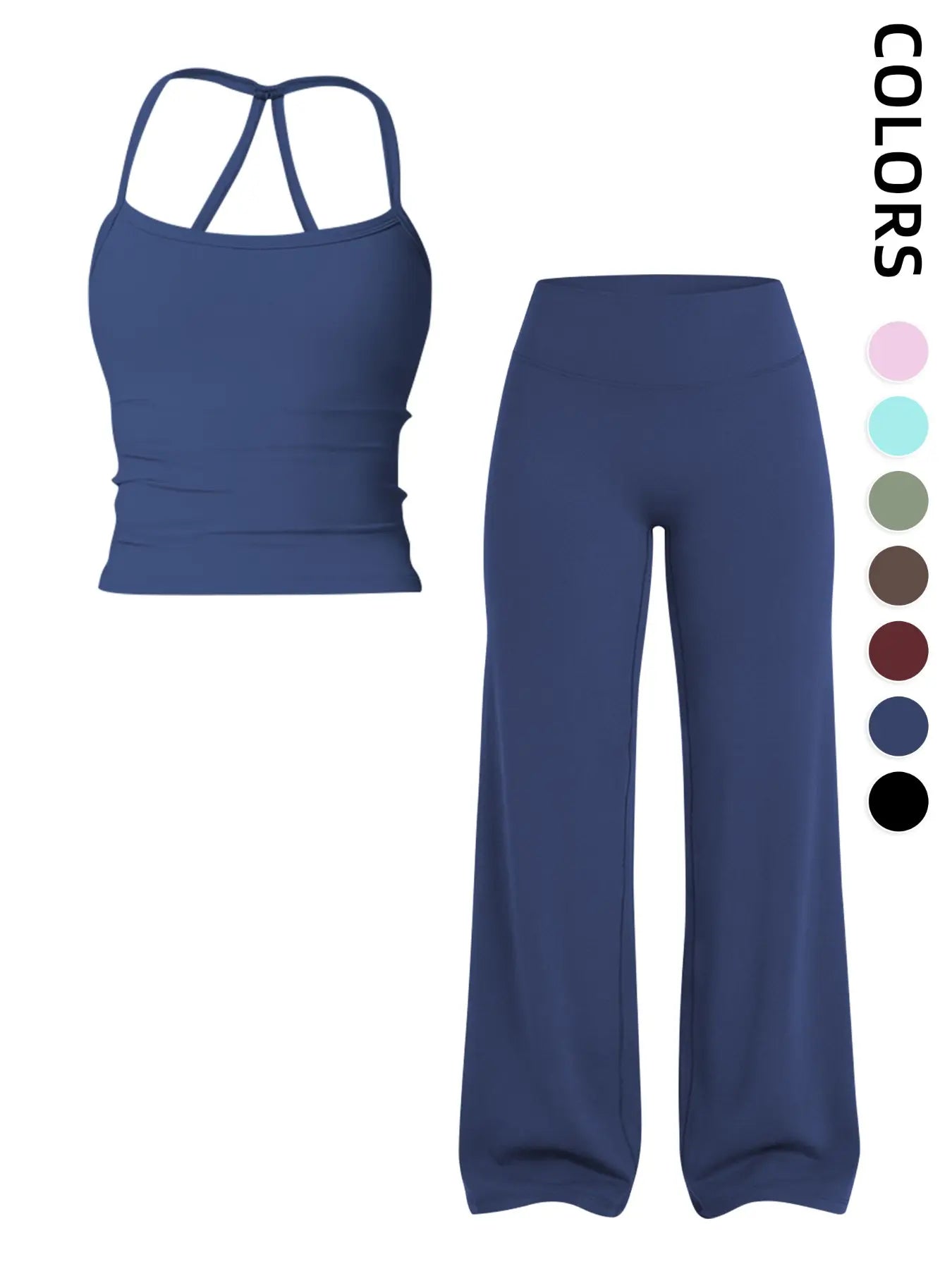 Women'S Solid Color Sporty Athleisure Tank Top and Mid-Waist Pants Set, Comfortable for Yoga, Casual Slim-Fit Summer Clothing Set