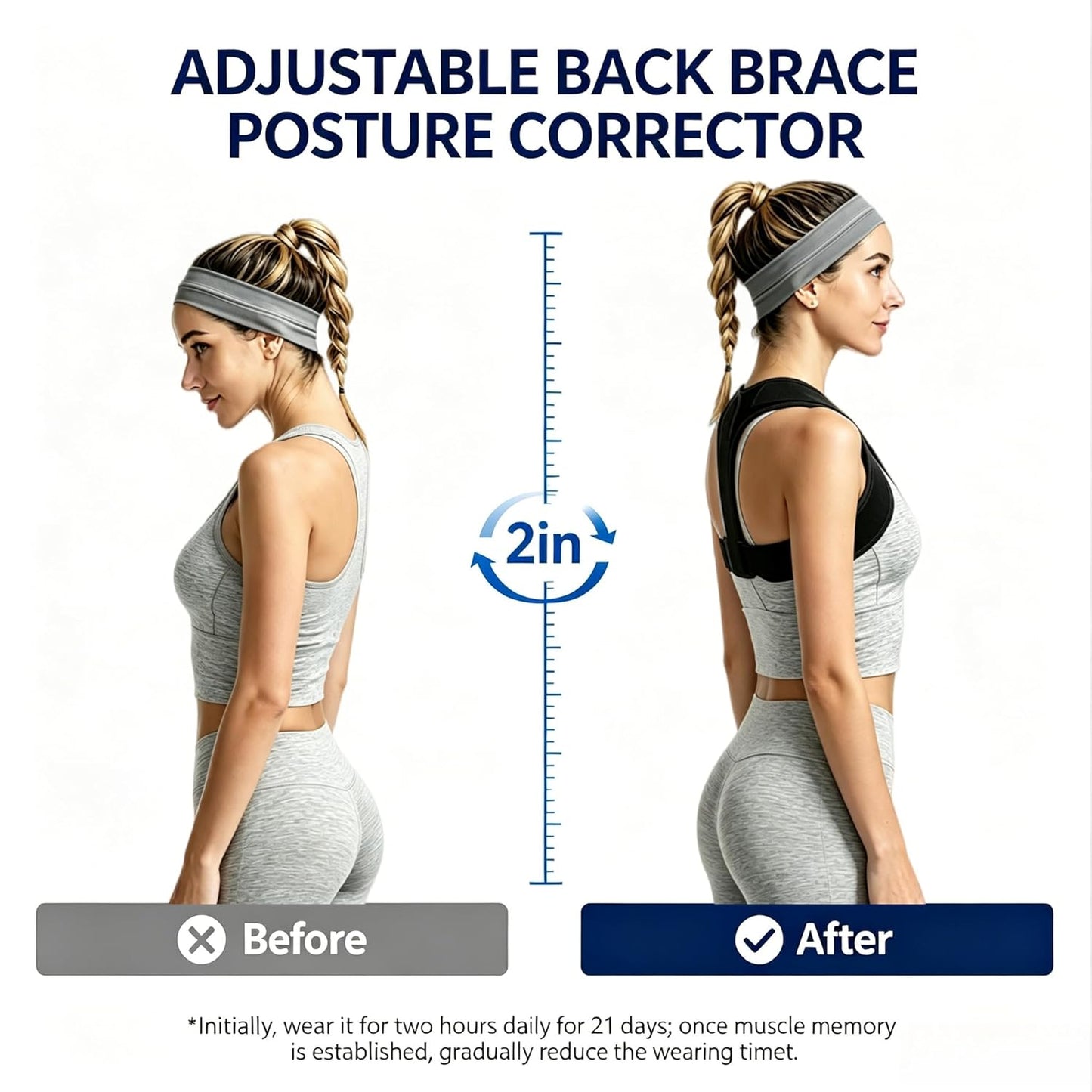 Posture Corrector for Women and Men, Adjustable Upper Back Brace, Breathable Back Support Straightener, Providing Pain Relief from Lumbar, Neck, Shoulder, and Clavicle.