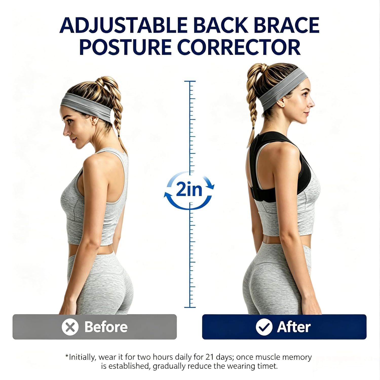 Posture Corrector for Women and Men, Adjustable Upper Back Brace, Breathable Back Support Straightener, Providing Pain Relief from Lumbar, Neck, Shoulder, and Clavicle.