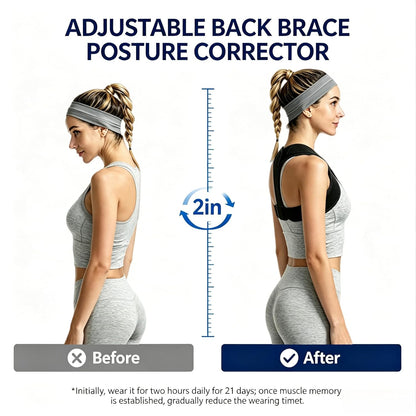 Posture Corrector for Women and Men, Adjustable Upper Back Brace, Breathable Back Support Straightener, Providing Pain Relief from Lumbar, Neck, Shoulder, and Clavicle.
