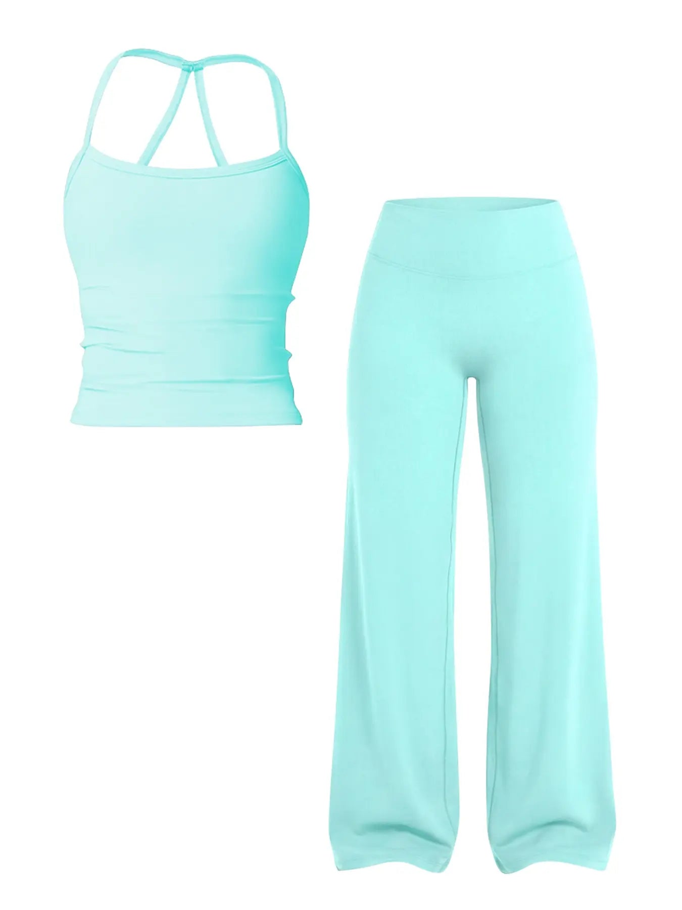 Women'S Solid Color Sporty Athleisure Tank Top and Mid-Waist Pants Set, Comfortable for Yoga, Casual Slim-Fit Summer Clothing Set