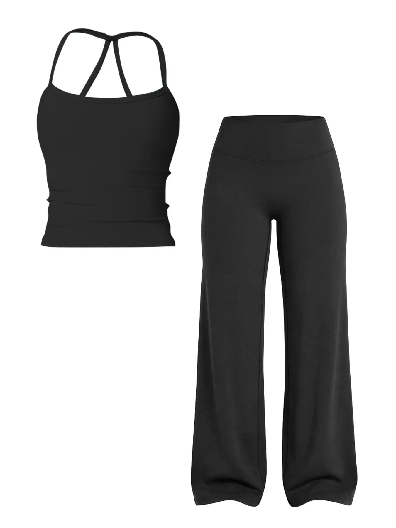 Women'S Solid Color Sporty Athleisure Tank Top and Mid-Waist Pants Set, Comfortable for Yoga, Casual Slim-Fit Summer Clothing Set